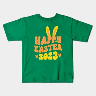 Happy Easter 2023 Bunny Ears Yellow Kids T-Shirt